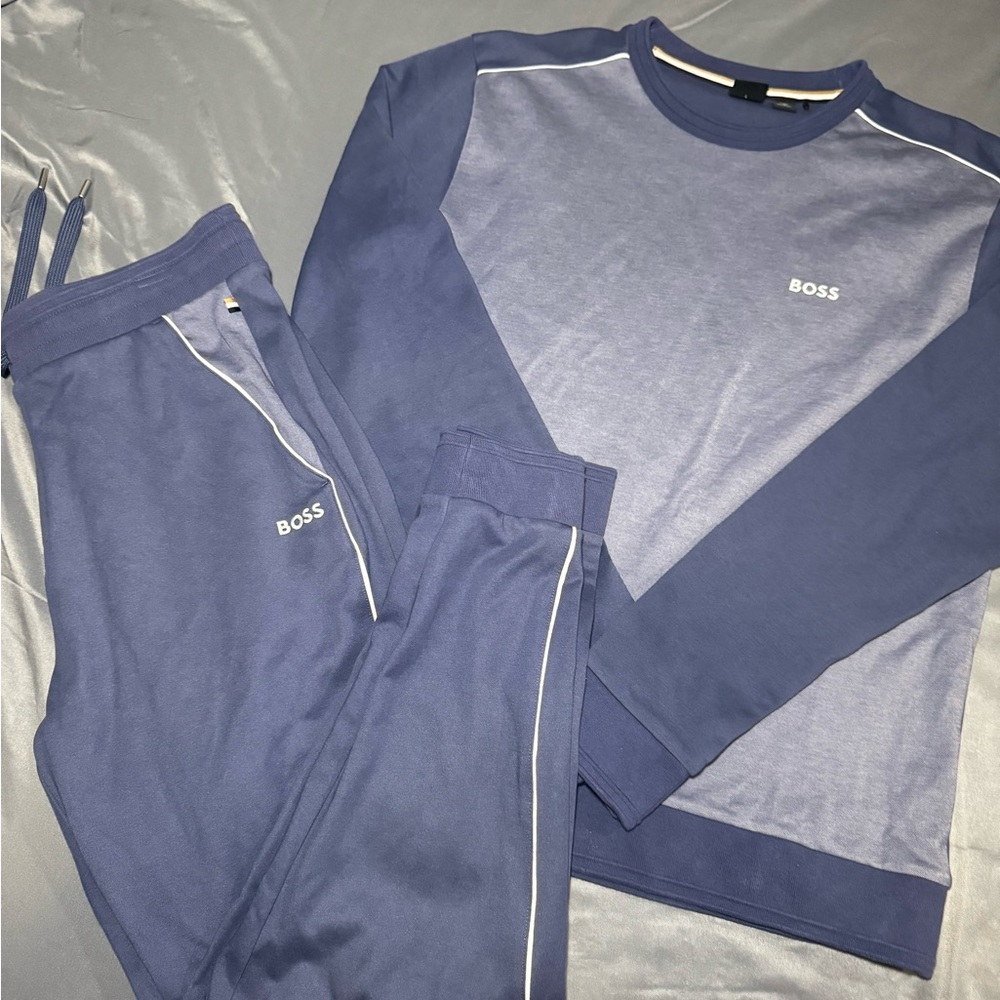 Boss Navy and Light Blue Tracksuit